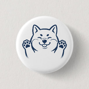 Cute Shiba Inu Keep Smiling Paws Pin Button