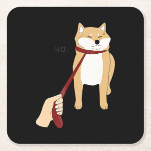 Cute shiba inu Nope dog funny design Square Paper Coaster