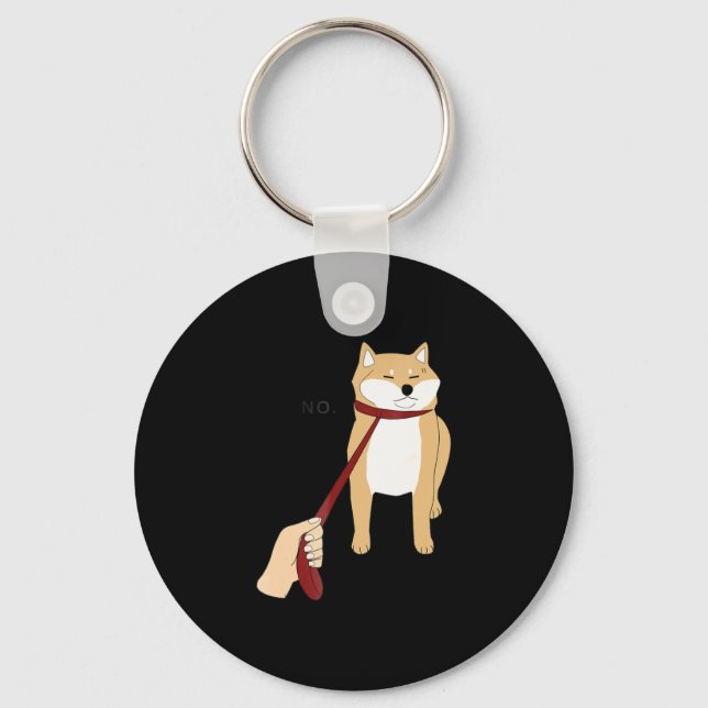 Cute Shiba Inu Nope - Doge Meme Key Ring (Front)