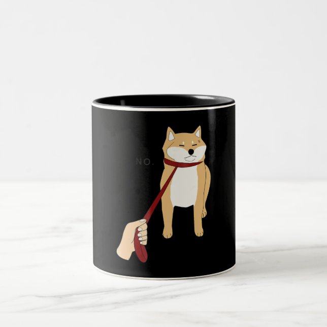 Cute Shiba Inu Nope - Doge Meme Two-Tone Coffee Mug (Center)