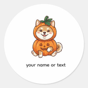 Cute Shiba Inu Pumpkin Costume Halloween Dog Illus Classic Round Sticker