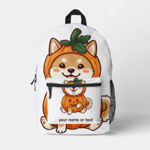 Cute Shiba Inu Pumpkin Costume Halloween Dog Illus Printed Backpack