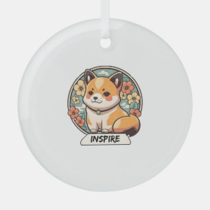Cute Shiba Inu Pup Glass Tree Decoration