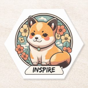 Cute Shiba Inu Pup Paper Coaster