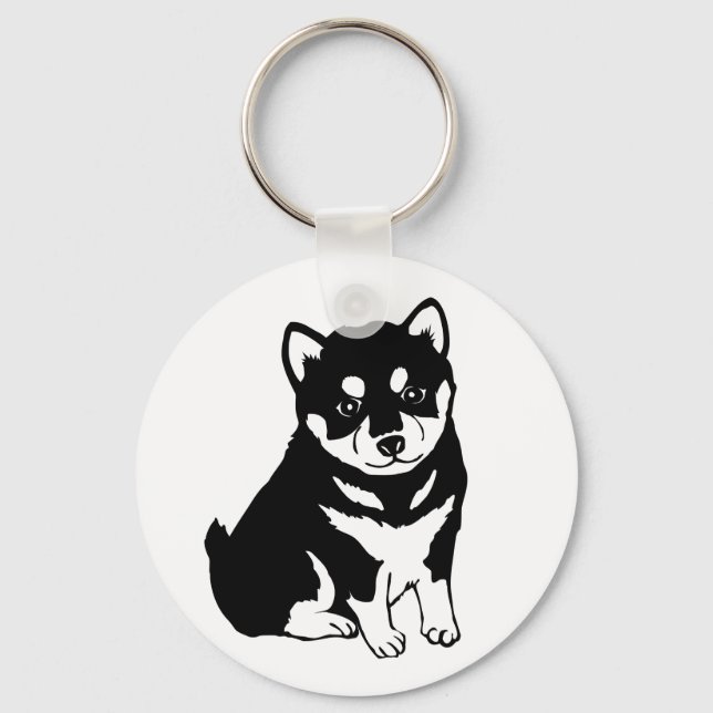 Cute Shiba Inu Puppy Art Key Ring (Front)