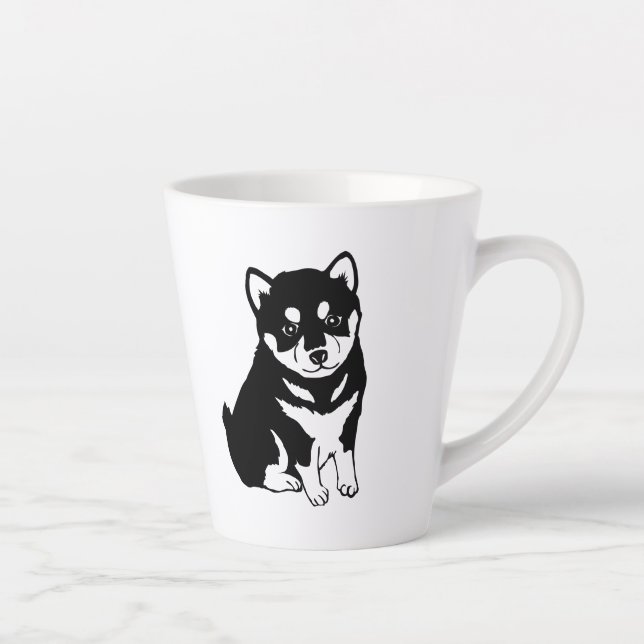 Cute Shiba Inu Puppy Art Latte Mug (Right)