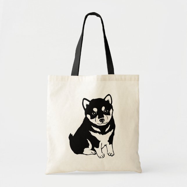 Cute Shiba Inu Puppy Art Tote Bag (Front)