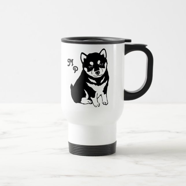 Cute Shiba Inu Puppy Art Travel Mug (Right)