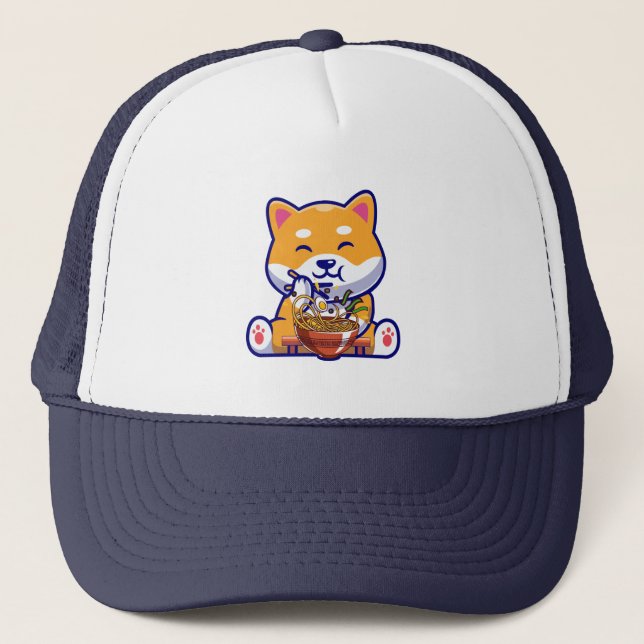 Cute Shiba Inu Puppy Dog T-Shirt Trucker Hat (Front)
