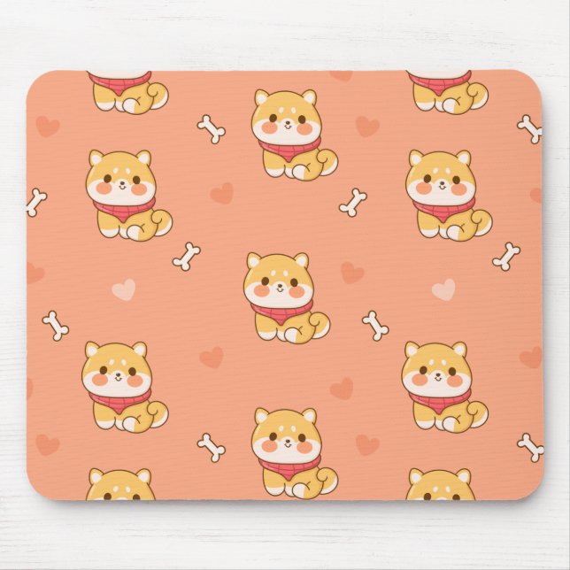 Cute Shiba Inu Seamless Pattern Mouse Mat (Front)