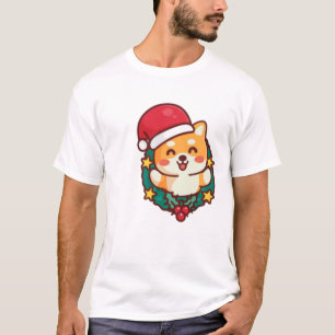 Cute Shiba Inu Smiling with Xmas Hat Active  T-Shirt