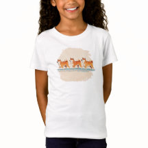 cute shiba inu walking in line t-shirt