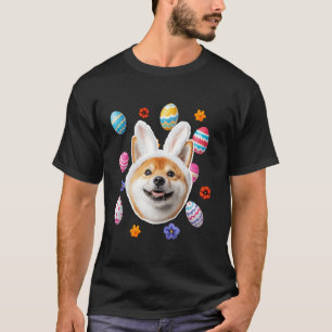 Cute Shiba Inu With Bunny Ears Easter Eggs Pet Dog T-Shirt