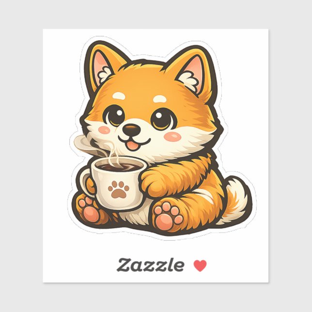 Cute Shiba Inu with Coffee – Cozy Dog Illustration (Sheet)