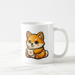 Cute Shiba Inu with Coffee – Cozy Dog Illustration Mug