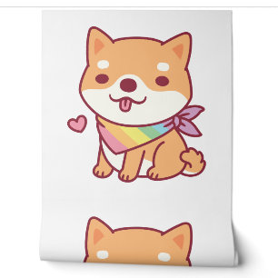 Cute Shiba Inu With Rainbow Pet Bandanna Wallpaper