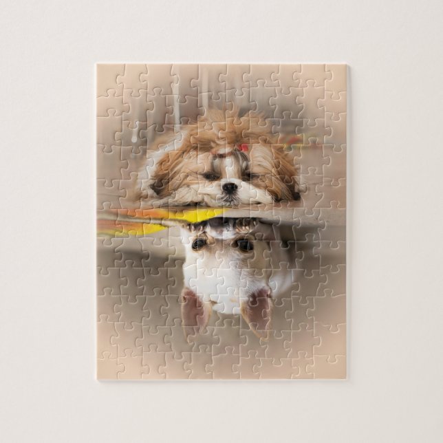 Cute shih tzu and chihuahua jigsaw puzzle (Vertical)