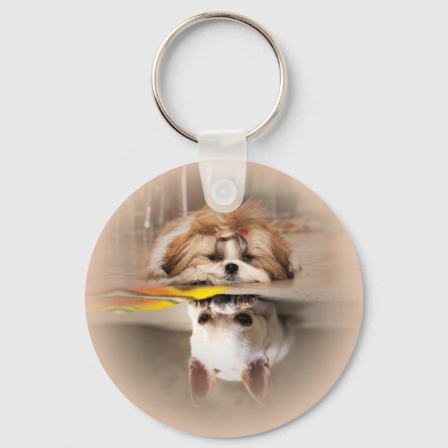 Cute shih tzu and chihuahua key ring (Front)