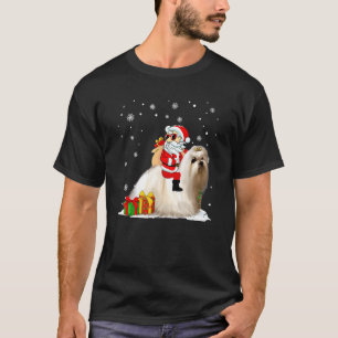 Cute Shih Tzu Christmas Pajama Santa Riding Shih T T-Shirt