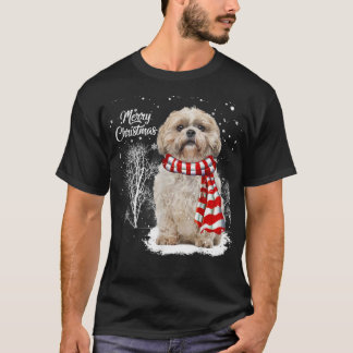 Cute Shih Tzu Christmas Puppy Dog Lover Family Mat T-Shirt
