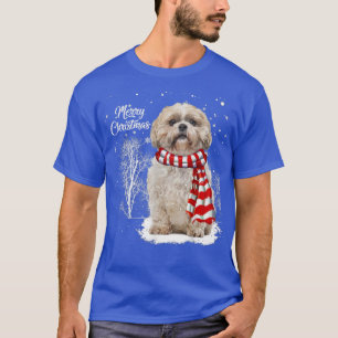 Cute Shih Tzu Christmas Puppy Dog Lover Family Mat T-Shirt