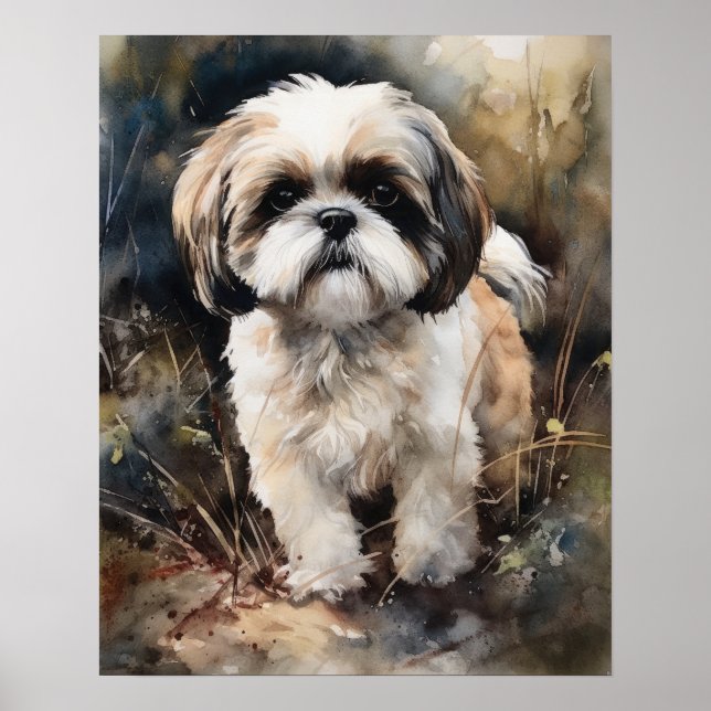 Cute Shih Tzu Dog Art Print Poster (Front)