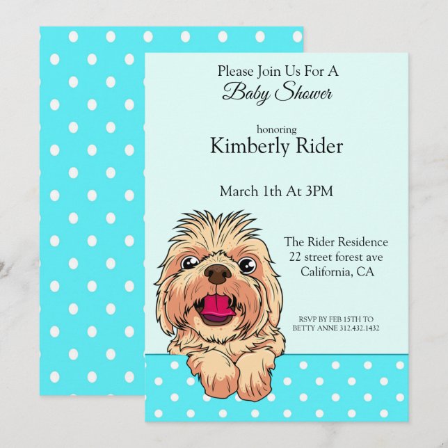 Cute Shih Tzu Dog Baby Shower invitation (Front/Back)