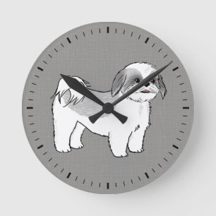 Cute Shih Tzu Dog Drawing Round Clock