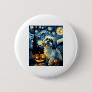 Cute Shih Tzu Dog Halloween Jack O Lantern Pumpkin 6 Cm Round Badge