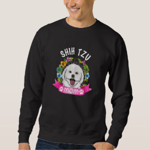Cute Shih Tzu Dog Mum Flower Puppy Dogs Sweatshirt