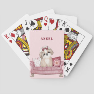 Cute Shih Tzu Dog Playing Cards