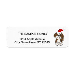 Cute Shih Tzu Dog wearing Santa hat Christmas Art