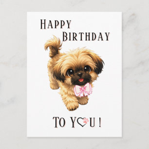 Cute Shih Tzu Happy Birthday Puppy Dog Postcard