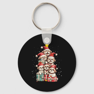 Cute Shih Tzu Le Dog Christmas Tree Xmas Hat Long  Key Ring
