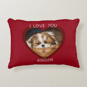 Cute shih tzu love Valentine heart photo Decorative Cushion