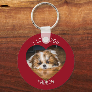 Cute shih tzu love Valentine heart photo  Key Ring