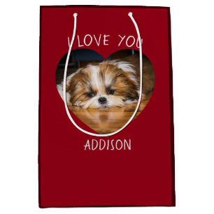 Cute shih tzu love Valentine heart photo Medium Gift Bag
