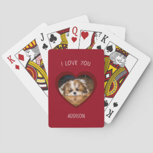 Cute shih tzu love Valentine heart photo Playing Cards