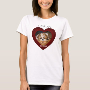 Cute shih tzu love Valentine heart photo T-Shirt