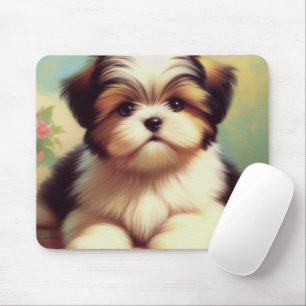 Cute Shih-Tzu Puppy Painting Mouse Mat