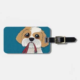 Cute Shih Tzu Puppy Personalizable Art Luggage Tag