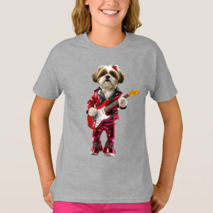 Cute Shih Tzu Rock Star Kids' T-Shirt