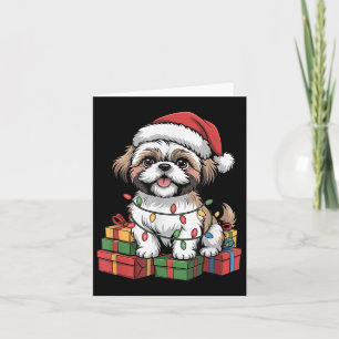 Cute Shih Tzu Santa Hat Christmas Xmas Dog Lovers  Card