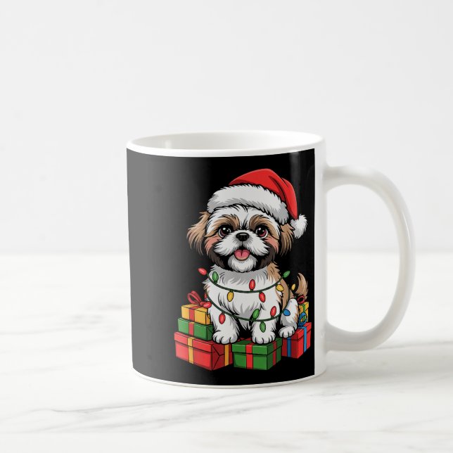 Cute Shih Tzu Santa Hat Christmas Xmas Dog Lovers  Coffee Mug (Right)