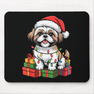 Cute Shih Tzu Santa Hat Christmas Xmas Dog Lovers Mouse Mat