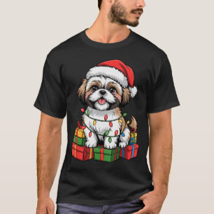 Cute Shih Tzu Santa Hat Christmas Xmas Dog Lovers T-Shirt