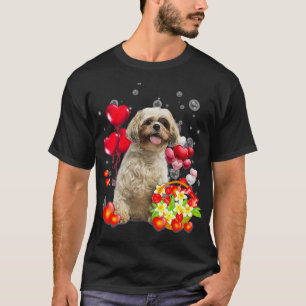 Cute Shih Tzu Valentines Heart Flower Shih Tzu Pup T-Shirt