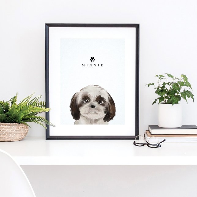 Cute Shih Tzu Watercolor Illustration Dog's Name Poster (Creator Uploaded)