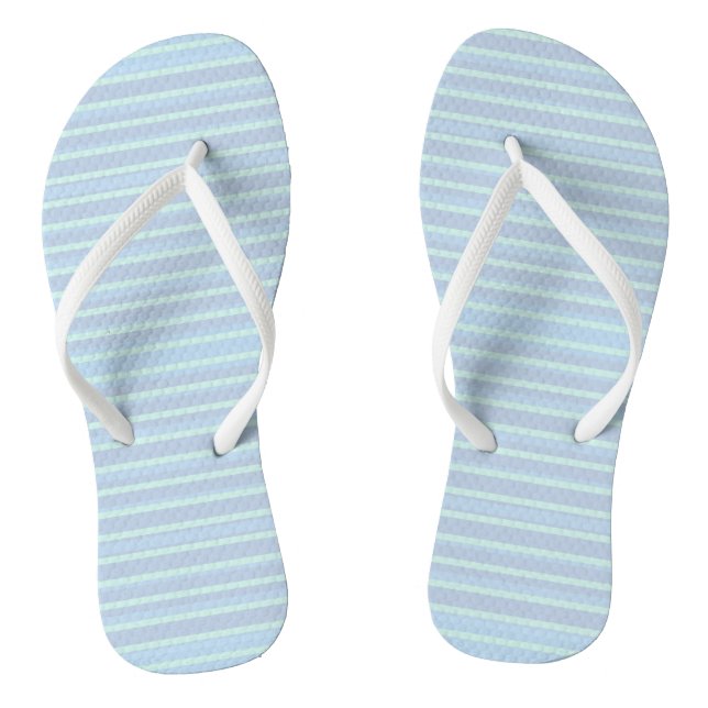 Cute Shimmering Blue Striped Flip Flops (Footbed)