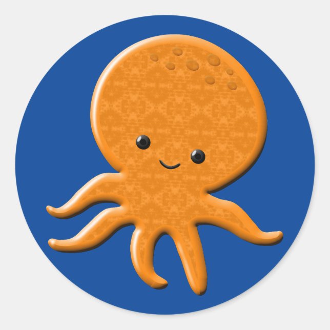 Cute Shiny Octopus Cartoon Classic Round Sticker (Front)
